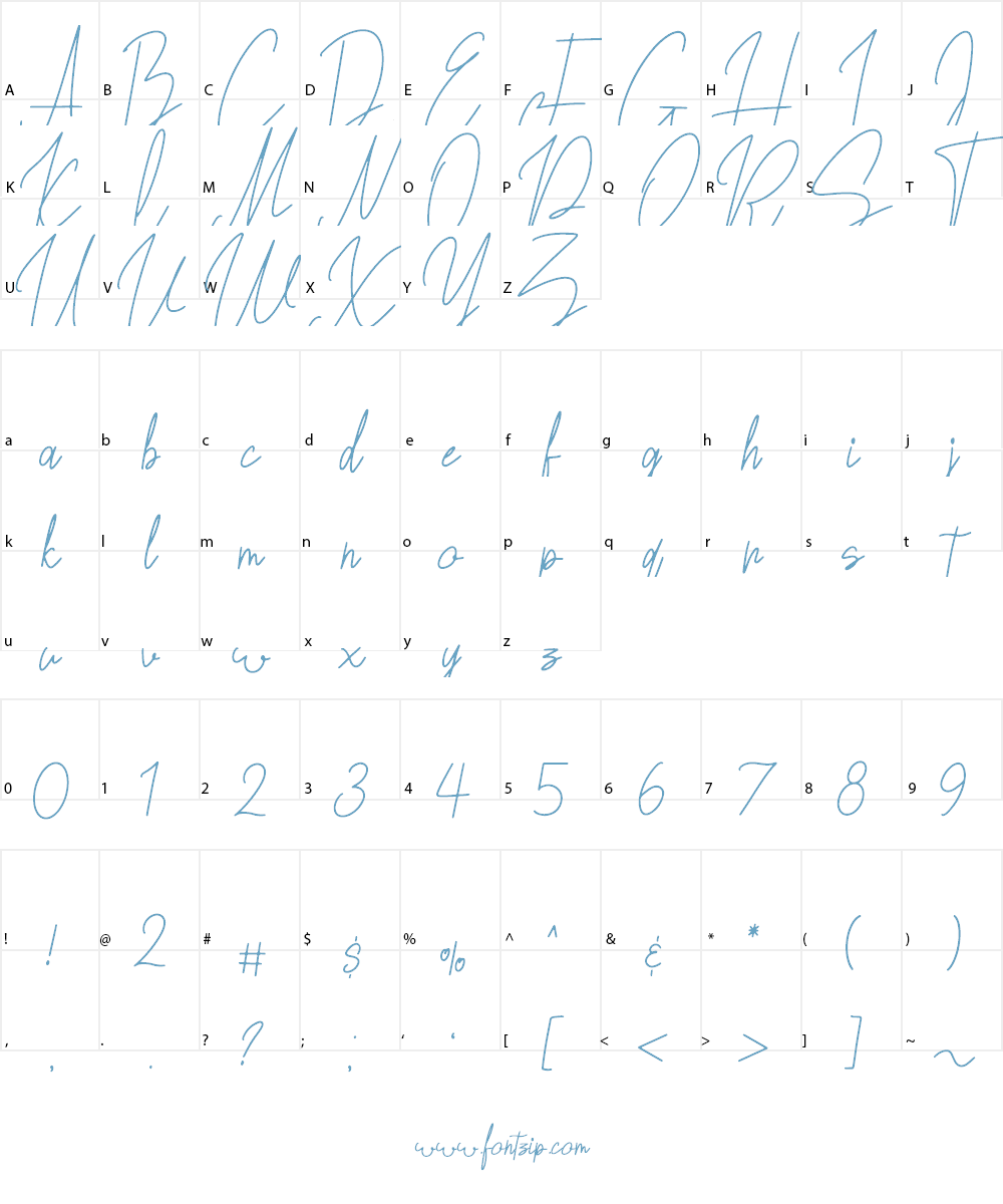 Lovely Jeanne Script Font Character